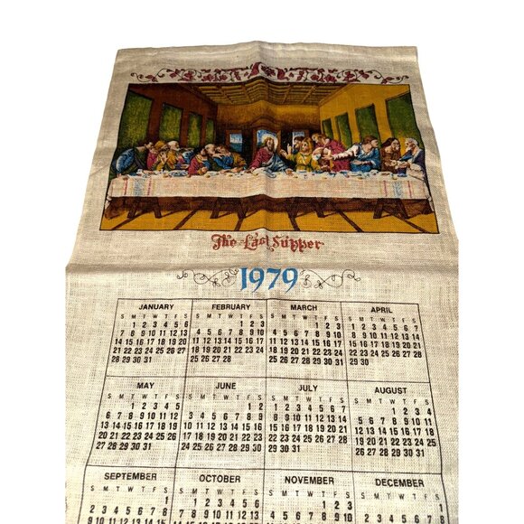 Vintage 1979 Cloth Wall Hanging Last Supper Image - Picture 2 of 7